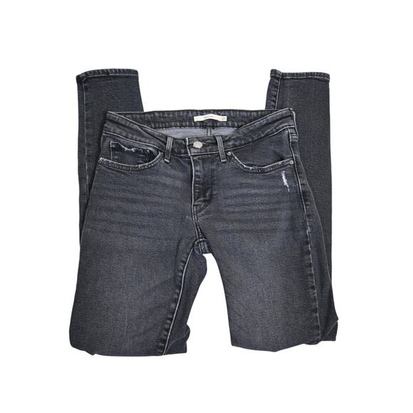 Levi's 711 Women's 27 Distressed Black Skinny Jean - Picture 4 of 11